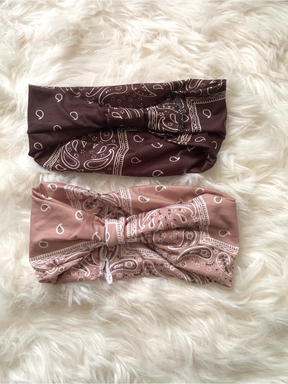 NWOT Taupe Brown/Dark Brown Paisley Bandana Headbands